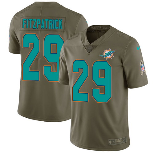 Nike Miami Dolphins #29 Minkah Fitzpatrick Olive Youth Stitched NFL Limited 2017 Salute to Service Jersey